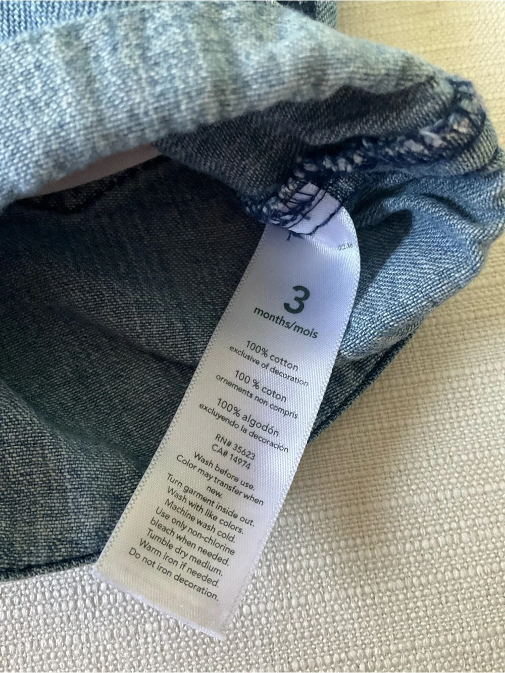 CARTER’S Baby 3 Month Blue Denim Jean Short Overalls with Heart Patch